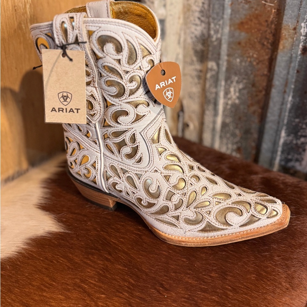 Ariat Women's Tan and Gold Ankle Boots